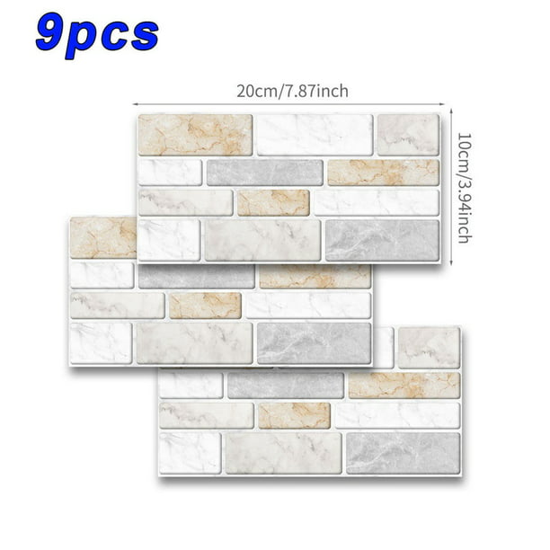 6/9pcs Waterproof Kitchen Home Decor Bathroom DIY PVC Mosaic Tile Wall Sticker 